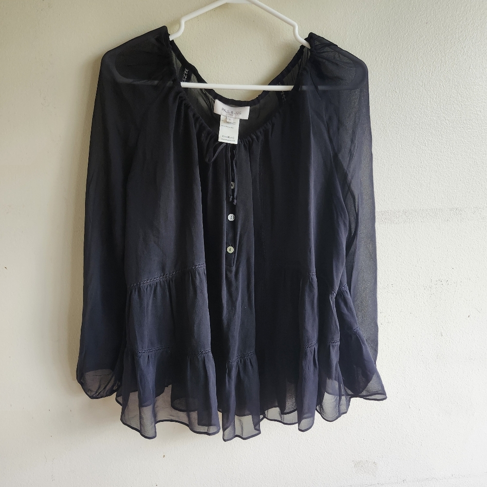 Paul & Joe Paris Silk Lightweight Long Sleeves Blouse, XL